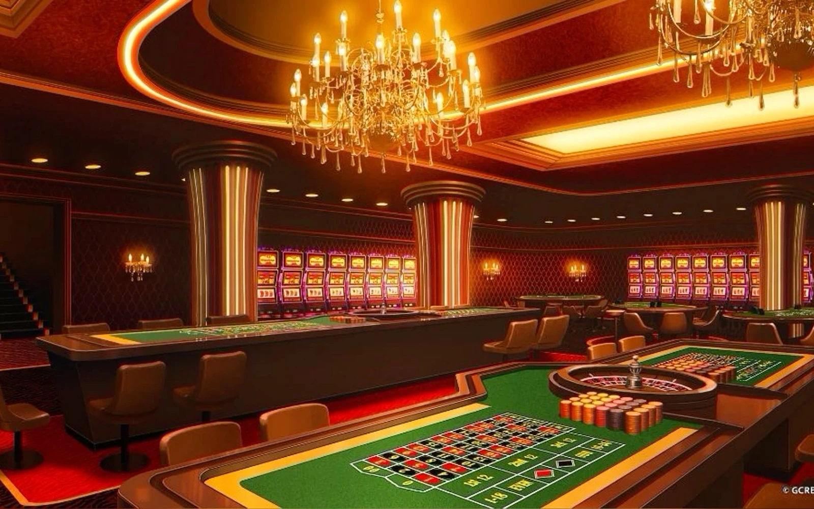 Meja casino digital untuk permainan kartu dan roda